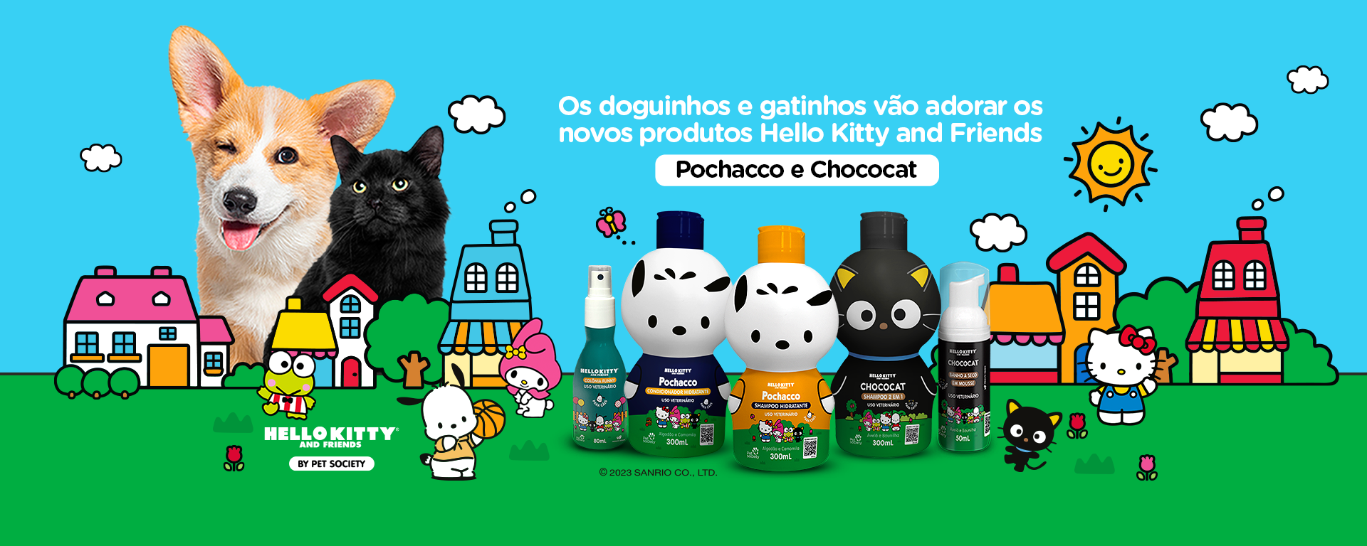 Os doguinhos e gatinhos vão adorar os novos produtos Hello Kitty and Friends Pochacco e Chococat